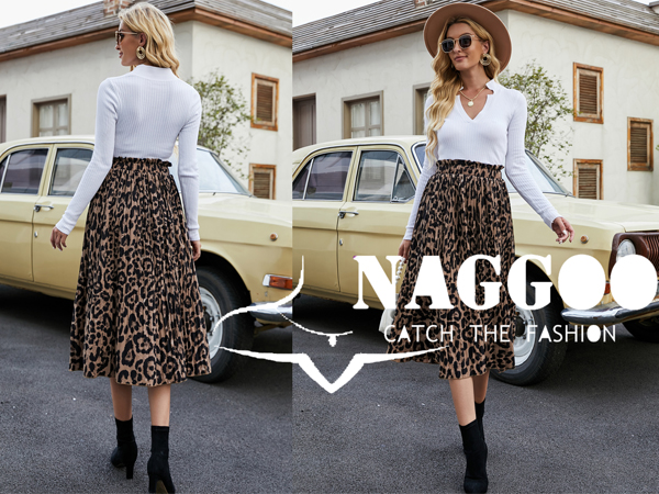 Fall Maxi Skirt High Rise Pleated Maternity Skirt Flowy Cute Plus Skirts leopard