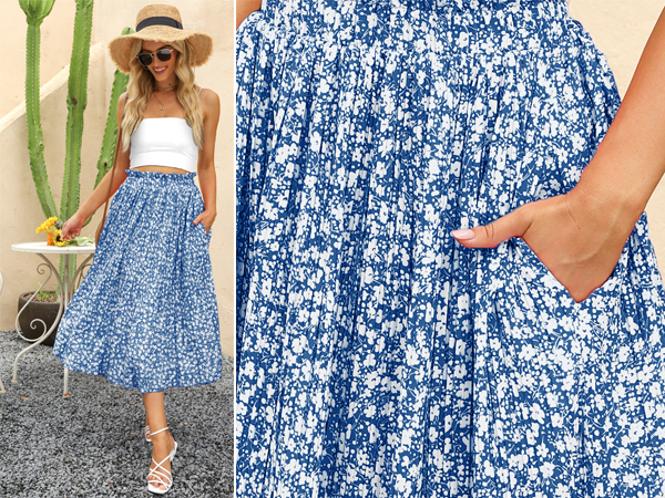 boho skirts women long mid flowy family christmas xmas party outfit maxi skirt