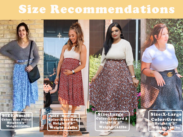 Black Skirts for Women High Waisted Pleated Swing Midi Skirt Pockets Solid