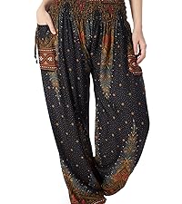 harem pants women black peacock printed light weight plus size bohemian bottoms for ladies all size