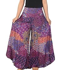 purple peacock palazzo pants wide leg trousers casual and light weight womens clothing summer wear