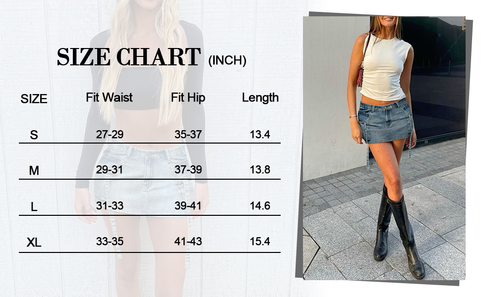 Womens Skirts - Size Chart