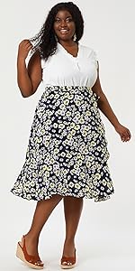 Navy Blue Floral Skirt
