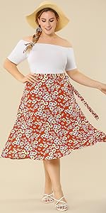 Red Floral Skirt