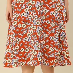 Agnes Orinda Women''s Plus Size a Line Midi Skirt Boho Chic Ruffled Hem Floral Wrap Skirt…