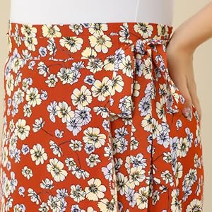 Agnes Orinda Women''s Plus Size a Line Midi Skirt Boho Chic Ruffled Hem Floral Wrap Skirt…