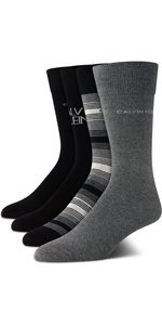 Calvin Klein Men’s Dress Socks – Cotton Crew Striped Socks