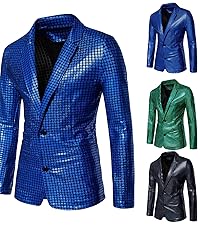 Mens Sequin Shiny Prom Suit Jacket Two Button Slim Fit Sport Coats and Blazers Tuxedo Banquet 2024