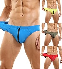Mens Quick Dry Swim Briefs Bikini Swimsuit Board Shorts Sexy Low Waist Swimwear Zipper Beach Boxer 