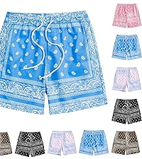 Men''s Boho Tribal Print Drawstring Waist Vintage Casual Bandana 2024 Summer Beach