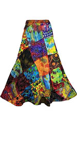 Women''s Vibrant Rainbow Spirit Hippie Multi-colored Patchwork Wrap wrapper throw skirt Maxi Long Tie
