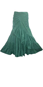 Women''s Distressed Boho Hippie Knit Soft Patched High Waist Long Adjustable Wrapper Skirt Maxi Wrap 