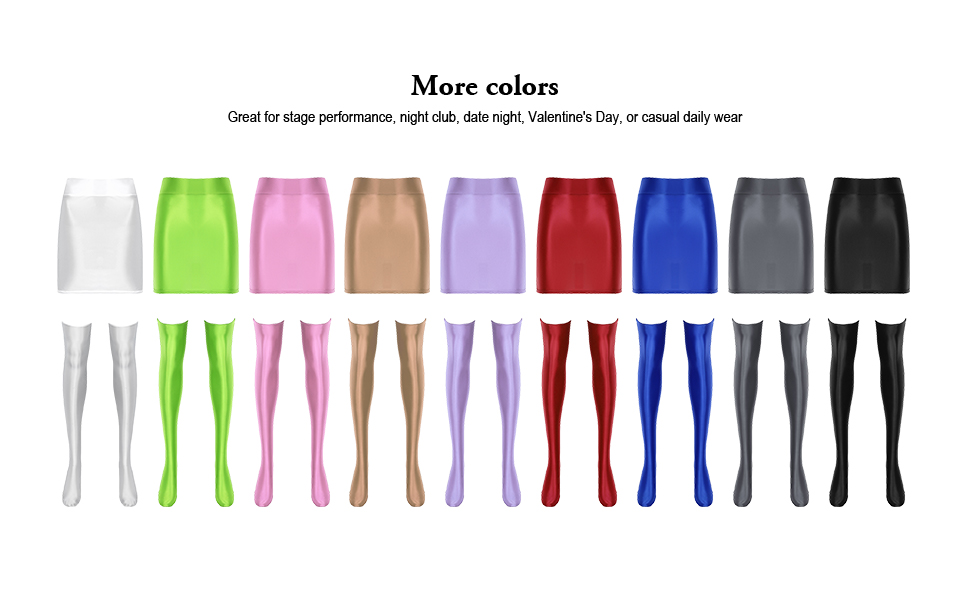 Women''s Oil Shiny Smooth Pencil Mini Skirts 