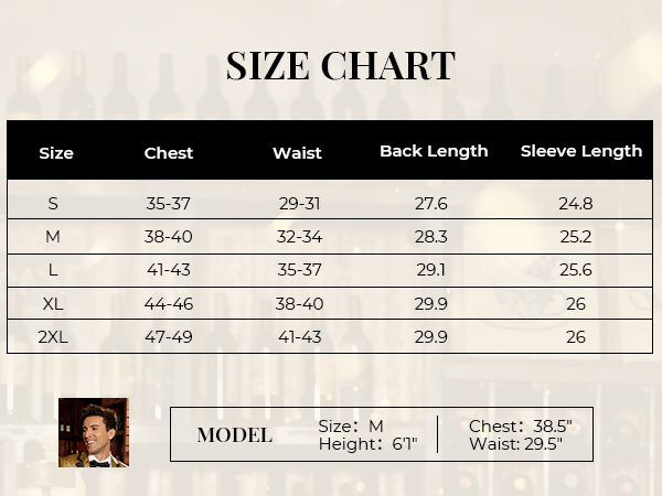 mens blazer size chart