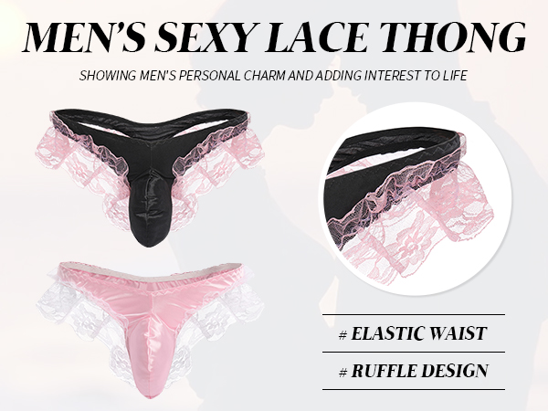 sexy sissy pouch mens lace ruffle underwear brief thong
