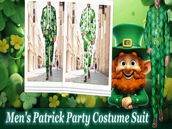 Green St. Patrick''s Day Shamrock Men''s Costume Suit 