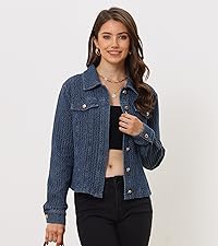 B0C98MPQBZ Texture Washed Denim Jacket