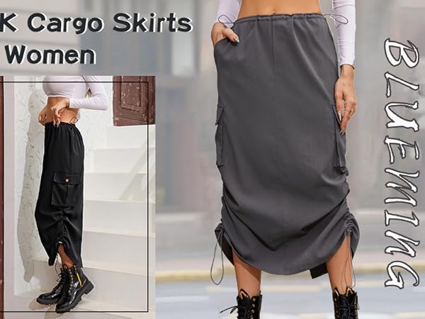 women Y2K cargo long skirts 