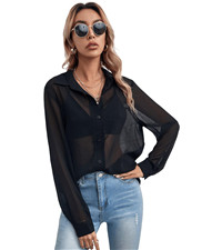 Sheer Mesh Blouse Shirt