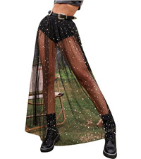 2 in 1 Sheer Mesh Maxi Skirt