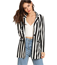 Open Front Striped Blazer