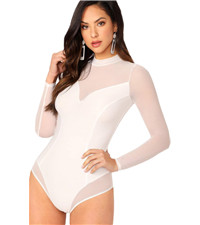 Sheer Mesh Long Sleeve Bodysuit