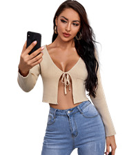 Tie Front Cardigan Crop Top