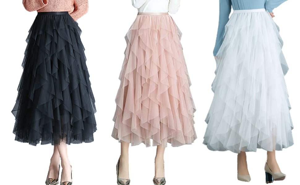 Layered Tulle Long Skirt