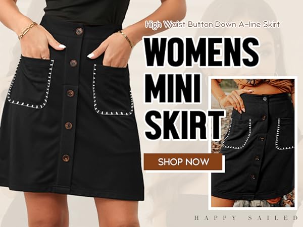 Happy Sailed High Waist Button Down A-line Skirt