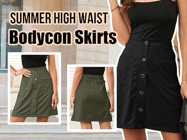 Happy Sailed High Waist Button Down A-line Skirt