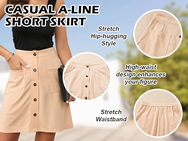 Happy Sailed High Waist Button Down A-line Skirt