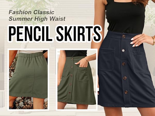 Happy Sailed High Waist Button Down A-line Skirt