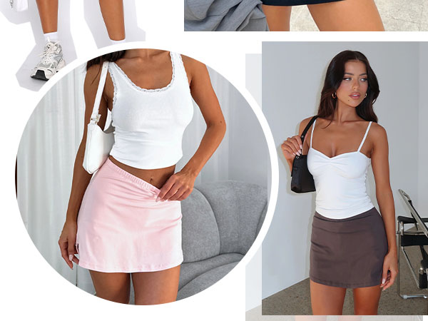 high waisted mini skirts for women trendy summer bodycon short black skirt for women a line slit hem