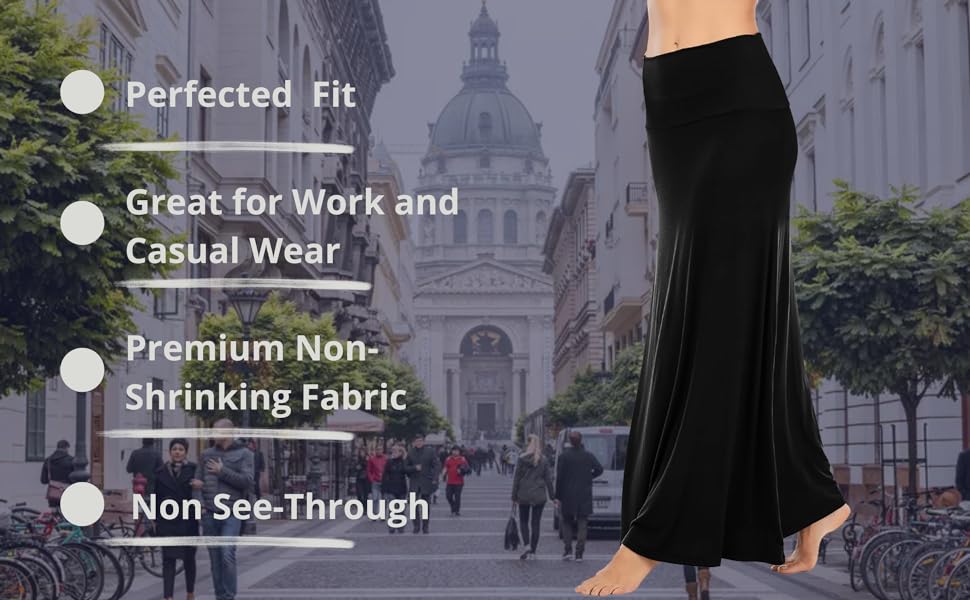 Sweet hearts maxi skirt for women perfect fit work casual non-shrinking non see-through Made in USA