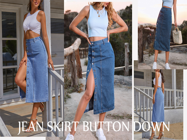 jean skirt button down