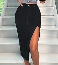 black jean skirt Thigh Slit