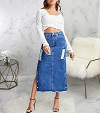 jean skirt snap button