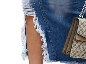 high slit long jean skirt