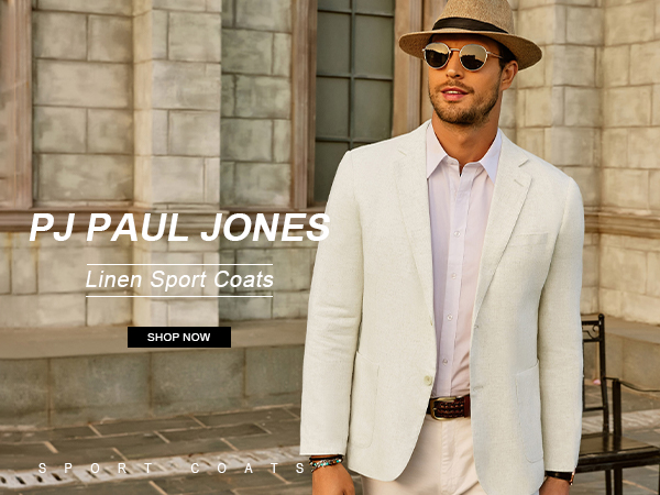 PJ Paul Jones Men''s Slim Fit Lightweight Linen Jacket Tailored Blazer Sport Coat