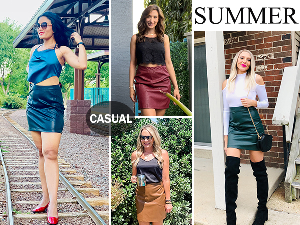 faux leather skirts