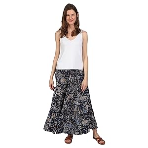 grey blue paisley skirt