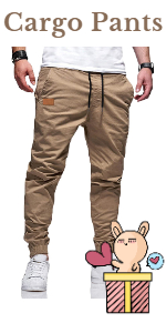 Mens Cargo Pants Elastic Waist Pants