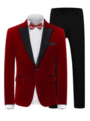 Mens Velvet Suits Slim Fit 2 Piece for Men Tuxedo Blazer Peaked