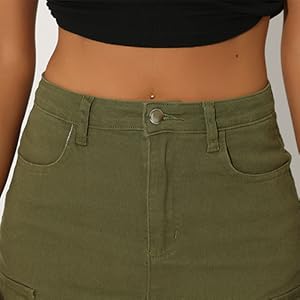 Allegra K Cargo Skirt for Women''s Y2K Adjustable Casual A-Line Midi Long Denim Skirt
