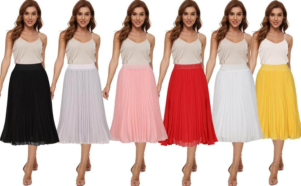 Womens pleated chiffon skirt