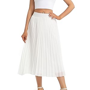 womens summer pleated skirt