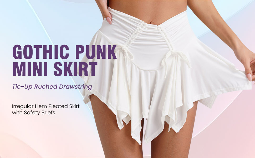 Women Asymmetrical Mini Skirt Y2k Irregular Hem Pleated Short Skirt Fairy Low Waist Ruffle Flowy Ski
