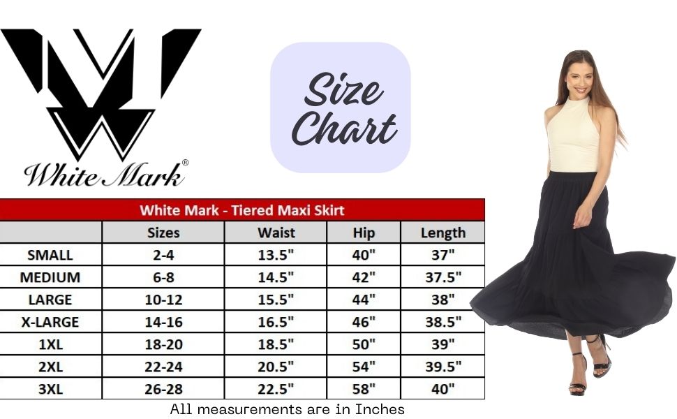 White Mark Size Chart Skirt
