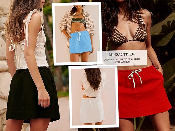 Elastic Waist Short Skirts
