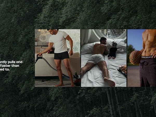 Mens Underwear Bamboo Rayon Boxer Briefs Breathable and Soft Trunks with Fly Underwear for Men